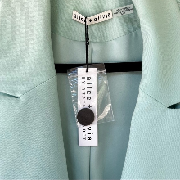 Alice + Olivia Denny Boyfriend Blazer with Roll Cuff Pistachio GREEN SIZE XL NWT - Picture 9 of 13